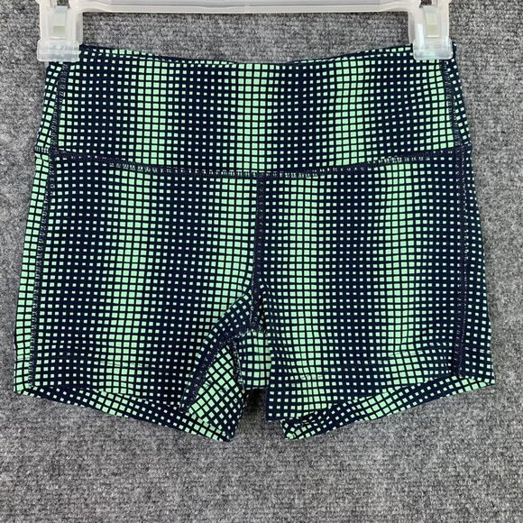 Athleta Compression Shorts Women XXS Green Black Check - Picture 1 of 7
